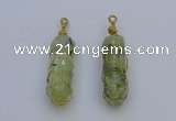 NGP6741 13*40mm sticks green rutilated quartz gemstone pendants