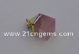 NGP6761 15*22mm cube rose quartz gemstone pendants wholesale