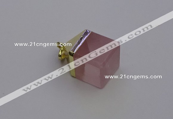 NGP6761 15*22mm cube rose quartz gemstone pendants wholesale