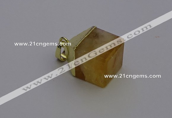 NGP6763 15*22mm cube citrine gemstone pendants wholesale