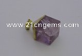 NGP6765 15*22mm cube light amethyst gemstone pendants wholesale