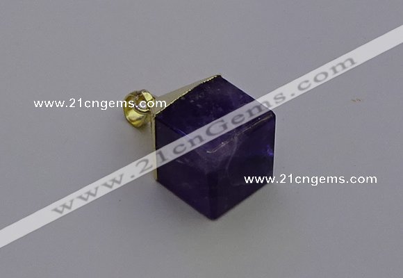 NGP6766 15*22mm cube amethyst gemstone pendants wholesale