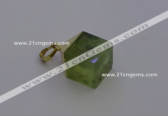 NGP6770 15*22mm cube green qutilated quartz pendants wholesale