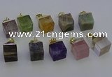 NGP6779 15*22mm cube mixed gemstone pendants wholesale