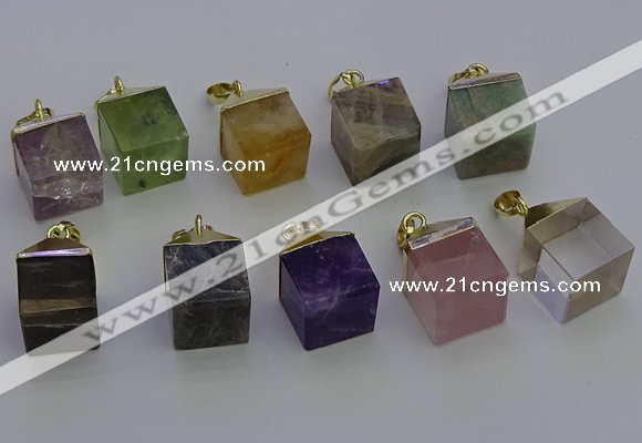 NGP6779 15*22mm cube mixed gemstone pendants wholesale