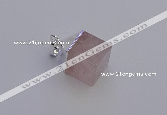 NGP6781 15*22mm cube rose quartz gemstone pendants wholesale