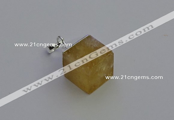 NGP6783 15*22mm cube citrine gemstone pendants wholesale