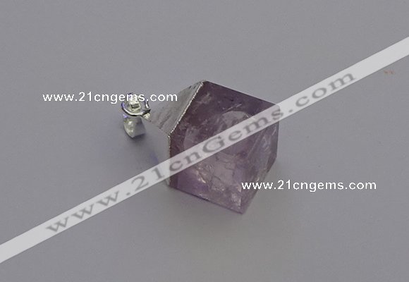 NGP6785 15*22mm cube light amethyst gemstone pendants wholesale