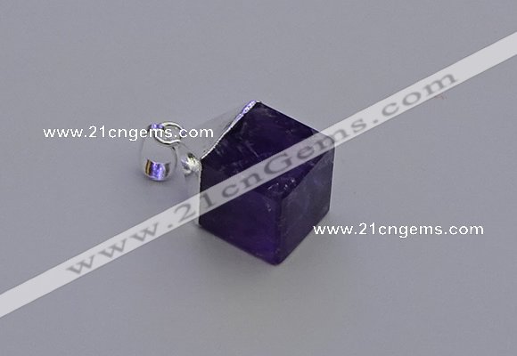 NGP6786 15*22mm cube amethyst gemstone pendants wholesale