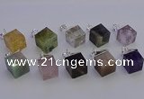 NGP6799 15*22mm cube mixed gemstone pendants wholesale