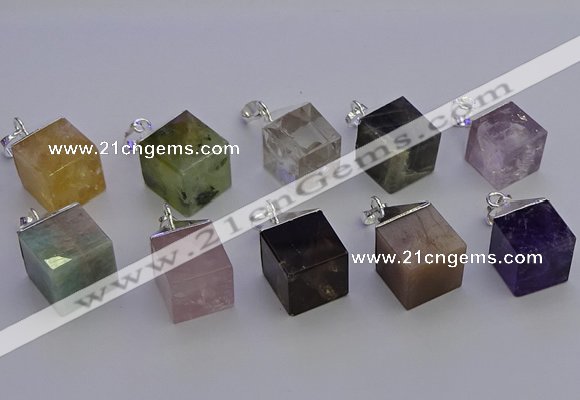 NGP6799 15*22mm cube mixed gemstone pendants wholesale