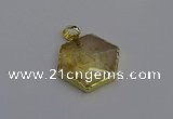 NGP6803 24*25mm hexagon citrine gemstone pendants wholesale