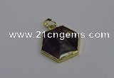 NGP6806 24*25mm hexagon amethyst gemstone pendants wholesale