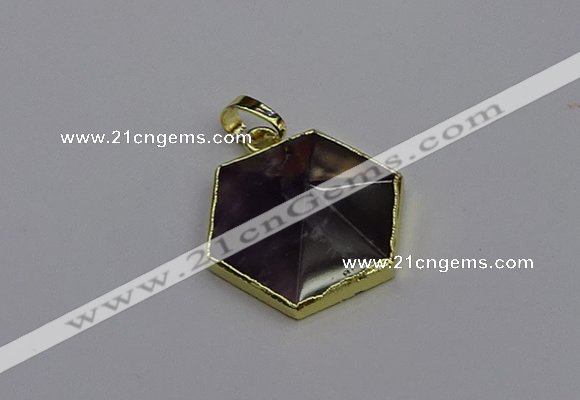 NGP6806 24*25mm hexagon amethyst gemstone pendants wholesale
