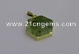 NGP6810 24*25mm hexagon green qutilated quartz pendants wholesale