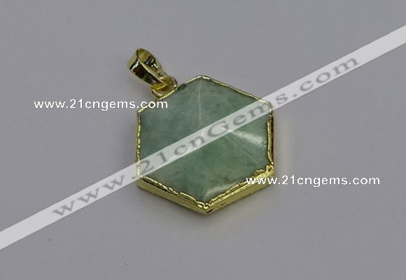 NGP6812 24*25mm hexagon amazonite gemstone pendants wholesale