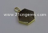 NGP6814 24*25mm hexagon moonstone gemstone pendants wholesale