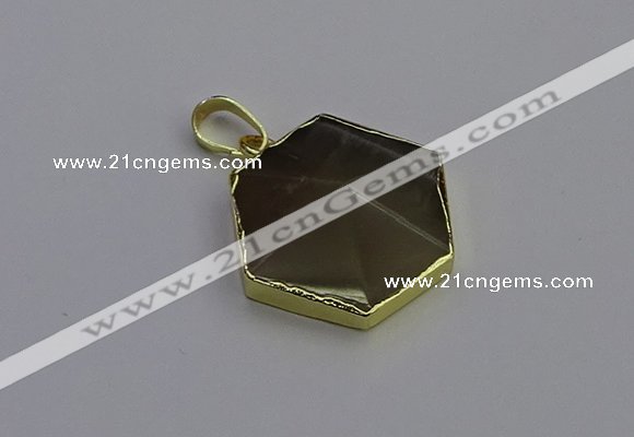 NGP6814 24*25mm hexagon moonstone gemstone pendants wholesale