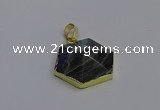 NGP6816 24*25mm hexagon labradorite gemstone pendants wholesale