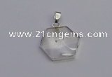 NGP6820 24*25mm hexagon white crystal gemstone pendants wholesale