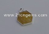 NGP6823 24*25mm hexagon citrine gemstone pendants wholesale