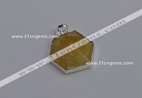 NGP6823 24*25mm hexagon citrine gemstone pendants wholesale