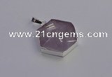 NGP6825 24*25mm hexagon light amethyst gemstone pendants wholesale