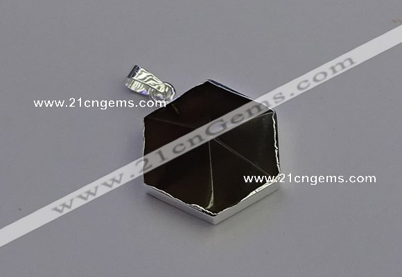 NGP6828 24*25mm hexagon smoky quartz pendants wholesale