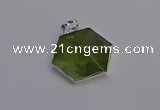 NGP6830 24*25mm hexagon green qutilated quartz pendants wholesale