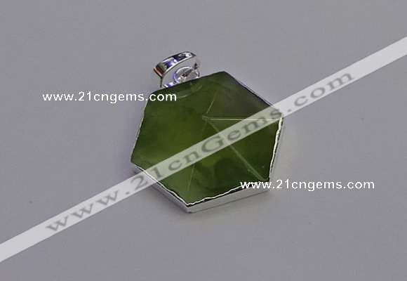 NGP6830 24*25mm hexagon green qutilated quartz pendants wholesale