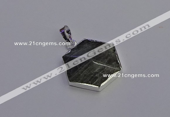 NGP6836 24*25mm hexagon labradorite gemstone pendants wholesale