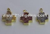 NGP6841 22*22mm - 24*24mm cross druzy agate pendants wholesale