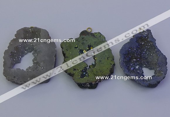 NGP6848 35*45mm - 40*50mm freeform plated druzy agate pendants