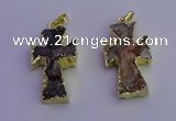 NGP6852 15*30mm - 18*35mm cross druzy agate pendants