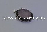 NGP6859 20*25mm oval rose quartz pendants wholesle