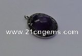 NGP6862 20*25mm oval amethyst gemstone pendants wholesle