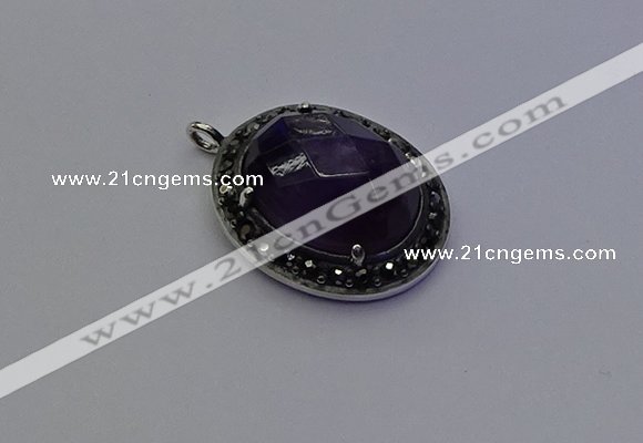 NGP6862 20*25mm oval amethyst gemstone pendants wholesle