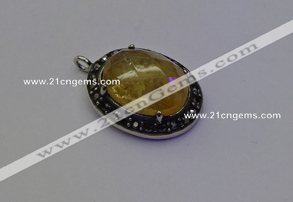 NGP6864 20*25mm oval citrine gemstone pendants wholesle