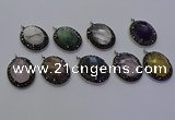 NGP6878 20*25mm oval mixed gemstone pendants wholesle