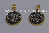 NGP6890 20mm - 22mm coin druzy agate pendants wholesale