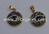 NGP6891 20mm - 22mm coin druzy agate pendants wholesale