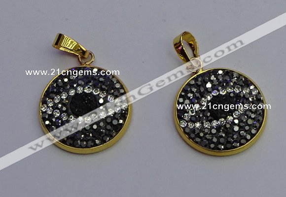 NGP6891 20mm - 22mm coin druzy agate pendants wholesale