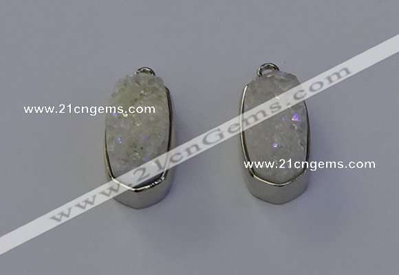 NGP6895 10*22mm - 12*25mm freeform plated druzy quartz pendants