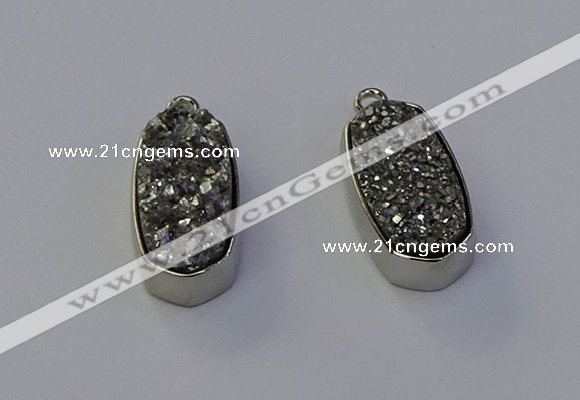 NGP6896 10*22mm - 12*25mm freeform plated druzy quartz pendants