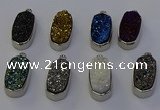 NGP6904 10*22mm - 12*25mm freeform plated druzy quartz pendants