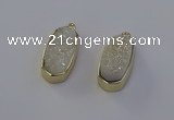 NGP6906 10*22mm - 12*25mm freeform plated druzy quartz pendants