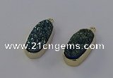 NGP6909 10*22mm - 12*25mm freeform plated druzy quartz pendants