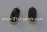 NGP6910 10*22mm - 12*25mm freeform plated druzy quartz pendants