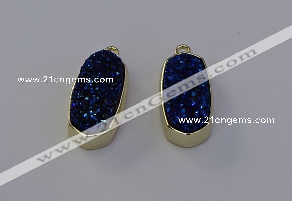 NGP6911 10*22mm - 12*25mm freeform plated druzy quartz pendants