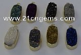 NGP6915 10*22mm - 12*25mm freeform plated druzy quartz pendants